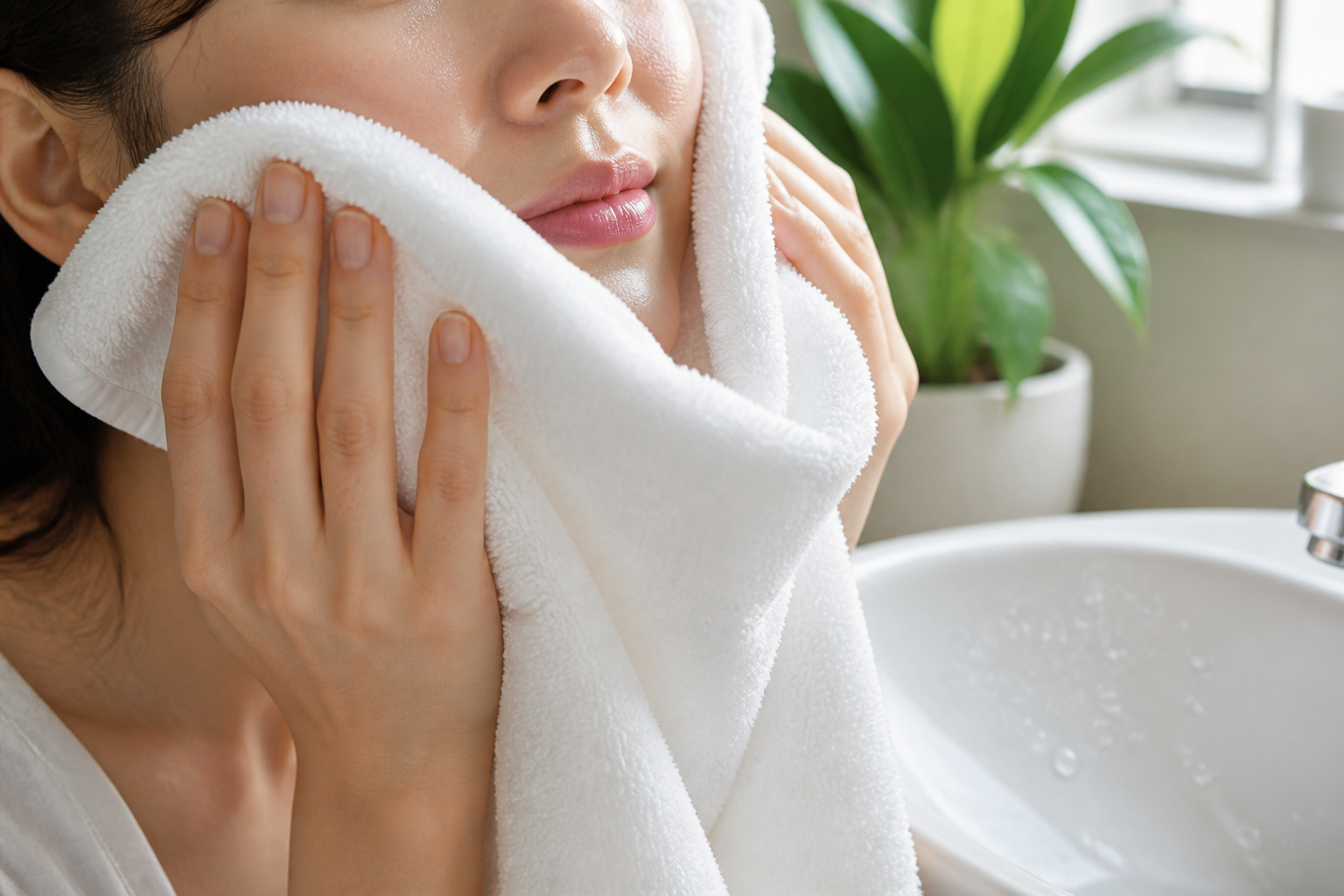After Cleansing, Press With a Face Towel Instead of Rubbing